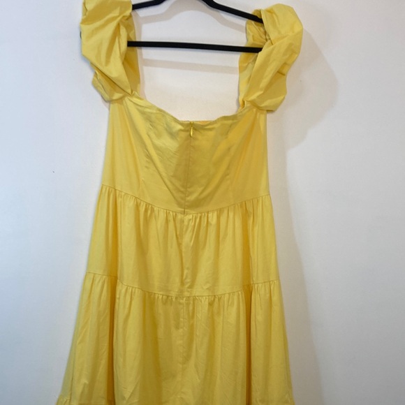 Gently worn STAUD Yellow Button-Down Sundress. Zip up back, tiered maxi size 12 - Picture 5 of 7